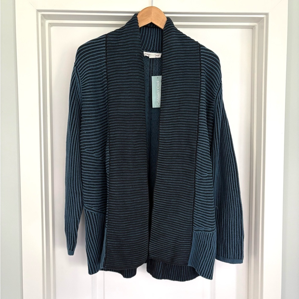 NWT Coldwater Creek Rib Knit Open Front Cardigan L